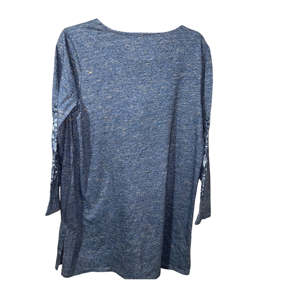 J.Jill Pure Jill Navy Blue Floral Embroidered V-Neck Tunic Top XS - Picture 5 of 8